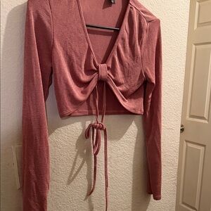 Women's Pink Tie-Front Top